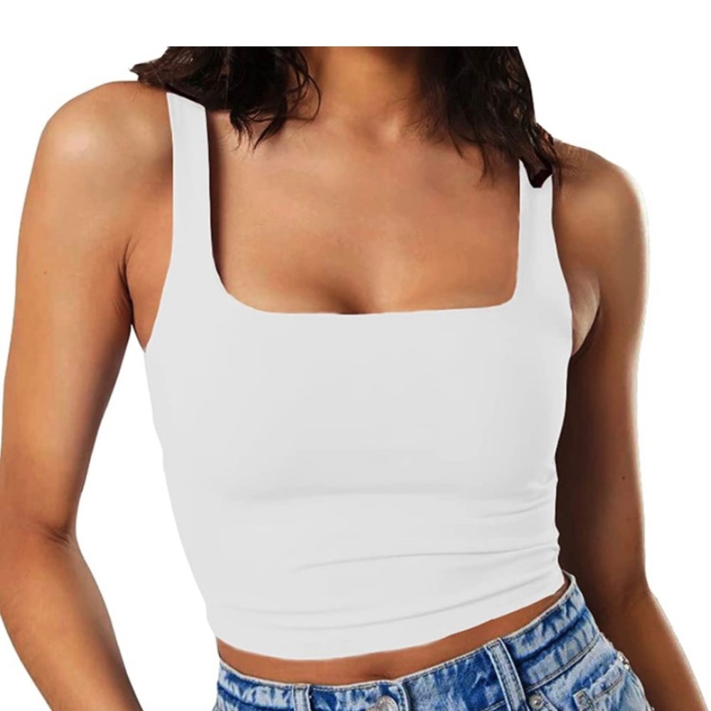Cropped Square Neck Tank Top